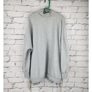 Free People Sweatshirt Oversized Lace-up Sides Long Sleeve Mock Neck Sz S cozy